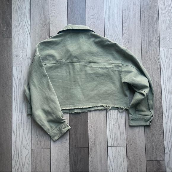 Zara Khaki Green Cropped Jacket - Picture 3 of 8